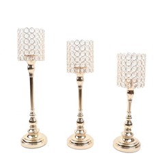3 Gold Metal Goblet Acrylic Beads Votive Candle Holders Centerpieces Party Event