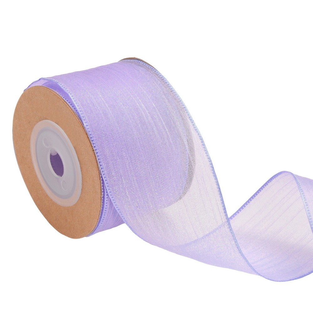 Wired Sheer Ribbon 1-1/2 Inch Wide Light Purple Sheer Organza Wire Ribbon