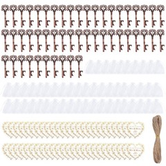 50Pcs Antique Alloy Bottle Opener with Organza Drawstring Pouches for Wedding
