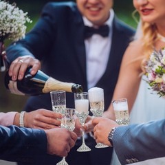 Wedding Champagne Flutes Set of 2 – Metal Base With Crystal Stones, Glasses f…