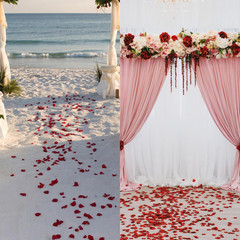 2000PCS Artificial Silk Rose Petals Red & White Wedding Party Decoration