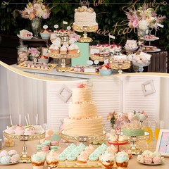 12-Piece Gold Cake Stand Set Vintage Cake Stand W/ Crystal Edge & Cupcake