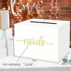 Mulbozy White Wedding Card Box, Gift Cards 10.6 x 7.48 x inches,