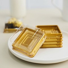50 Square 3″ Gold clear Mini Cupcake Boxes Dome Plastic Favor Holders Events