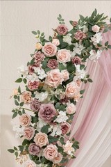Ling’s Moment Wedding Stands with Flowers – 7.2FT, 6FT Set of 2, Dusty Rose 1652