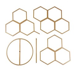 Gold 6″ Metal Floral DISPLAY FRAME Honeycomb Backdrop Stand Wedding Arch Party