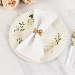 25 WHITE SAGE GREEN Dinner Paper Plates with Floral Lined Rim Decorations