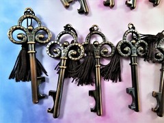 Wedding Favor Skeleton Key Bottle Openers Antique Copper Finish New Lot Of 14