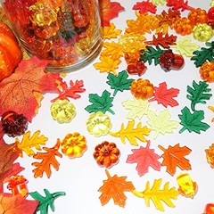 HADDIY Vase Filler – 165 Pcs Acrylic Pumpkin Leaves Acorn Gems Sensory Bin Fall