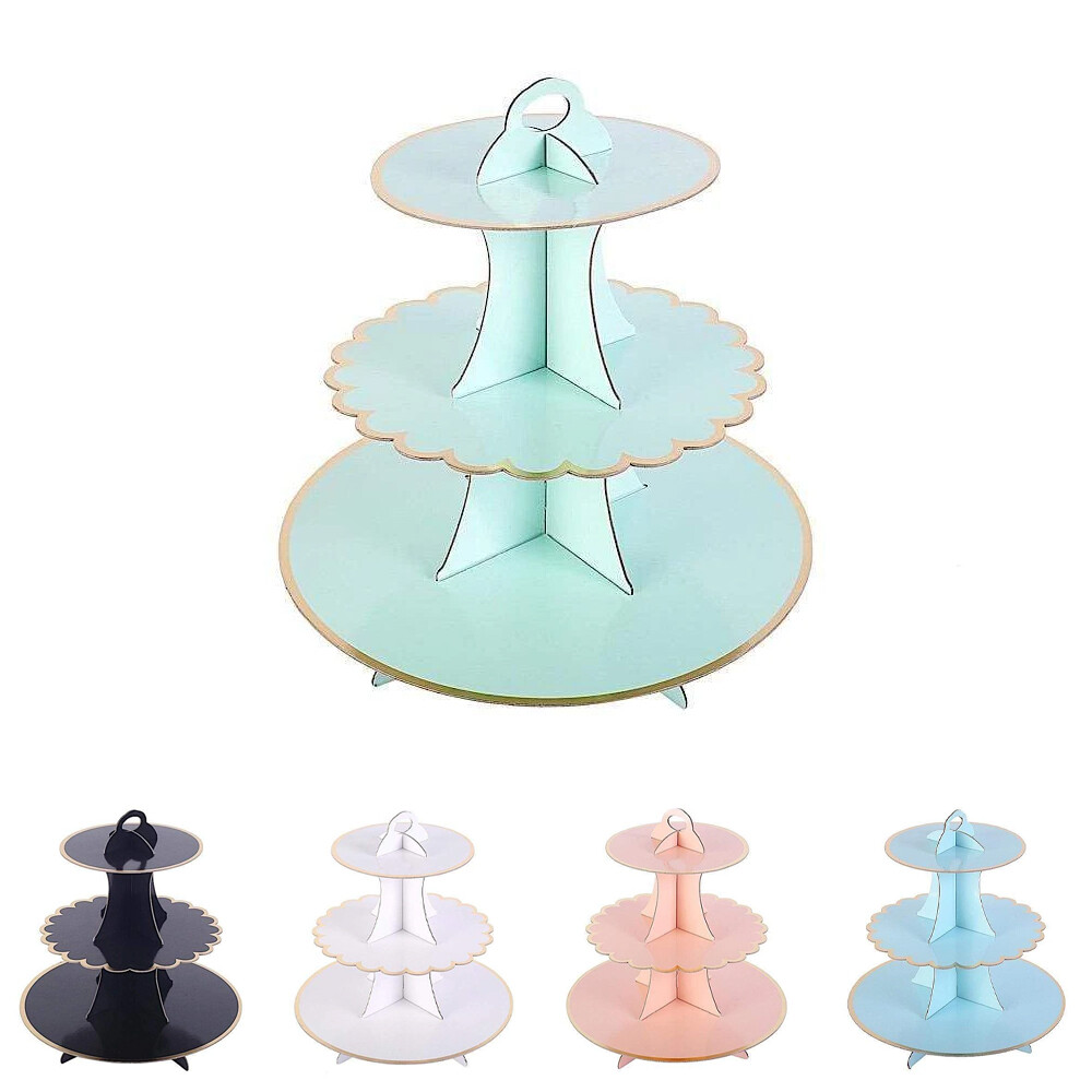 3 Tier 13″ tall Gold Rim Cardboard Cupcake Stand Dessert Holder Set Centerpieces