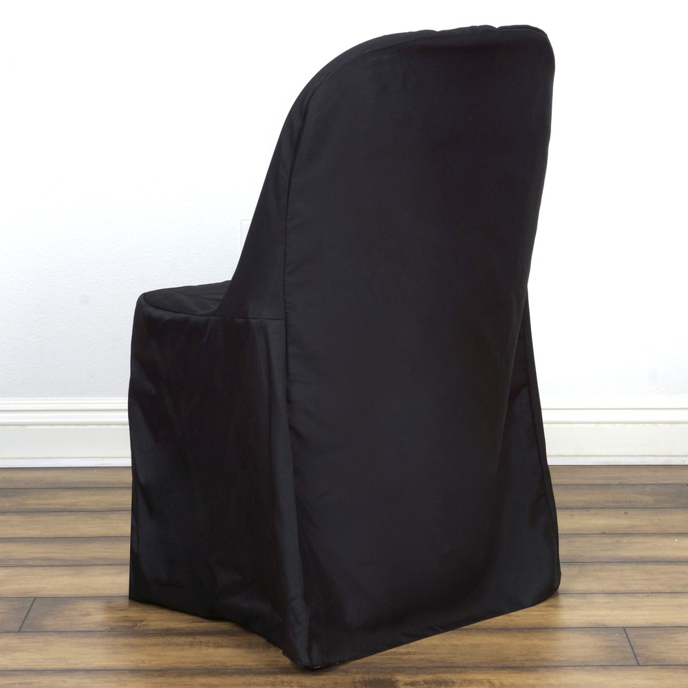 100 Black POLYESTER Folding Flat CHAIR COVERS Wedding Banquet Dinner Decorations