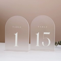 15-Pack 5×7 Frosted Arch Acrylic Table Numbers, 1-15, Holder, Wedding, Signs