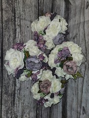 4 Wedding Table Centerpieces, Floral Reception Centerpieces, Vintage, Purple