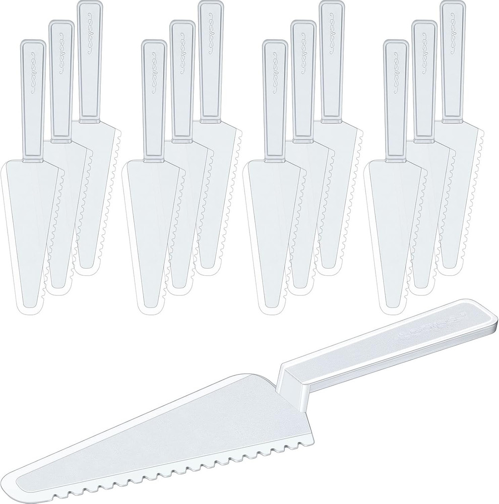 Suclain 50 Pieces Clear Disposable Cake Knife Bulk for Wedding Party 9.1 Inch Pl