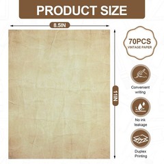 Joyberg 70PCS Vintage Paper 8.5 x 11 in Parchment for Writing
