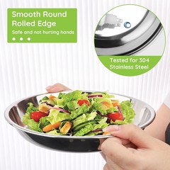 Offiper 8 Deep Stainless Steel Plates 7.8 Inch 30418/8 Metal Camping Plate