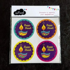 Happy Diwali Party Stickers, 40 Count, 2 Inches, Round, 4 Unique Designs