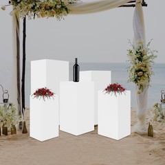 5 Pack Modern Square Cake Pedestal Stands Iron White For Cake Shops Weddings
