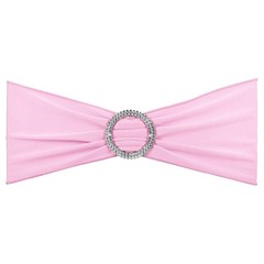 10Pcs 14″x5″ Stretch Chair Sashes Bows Chair Bands Sash with Buckle Pink