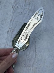Vintage 800 Silver Cake Server & Knife Set Geometric Engraved Continental