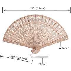 50 Sets Wooden Hand Fan Wood Handheld Folding Fans with Organza Bags and Thank