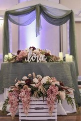 Cuckan FINDYOU Rustic Wedding Set Sage Green Runner, White Tablecloth, Floral