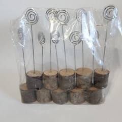 Rustic Wood & Metal Placecard/Memo Clip Holders, Set Of 20-6″ Tall EUC