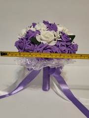 Lot 4 – Bridesmaid Bouquet Wedding Pearl Artificial Fake Flowers Purple Lavender