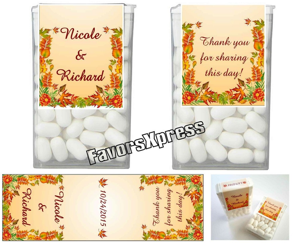 FALL AUTUMN WEDDING FAVORS TIC TAC LABELS MAPLE LEAVES