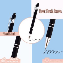 PASISIBICK 12-Piece Black Ballpoint Pen with Stylus Tip, 2 in 1 Stylish Metal…
