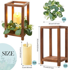 Rustic 54 Pcs Wooden Wedding Lantern Centerpieces with Candles & Wreaths