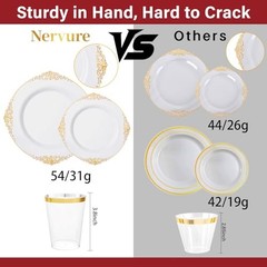 3PCS Plastic Plates – Plastic Dinnerware Sets for Guests – 100 50 Gold