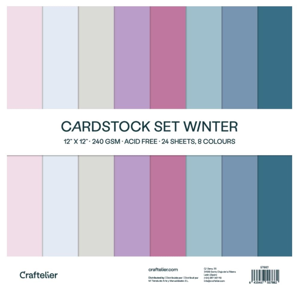Craftelier – Cardstock Set Winter | Pack of 24 Double Sided 12″ x 12″,