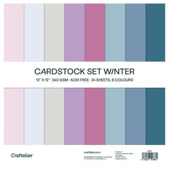 Craftelier – Cardstock Set Winter | Pack of 24 Double Sided 12″ x 12″,