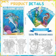 72 Pcs Mandala Animals Coloring Set Includes 24 Mandala Animal Books