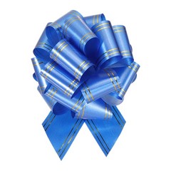 10pcs 8″ Large Pull Bow Metallic Sapphire Blue Gift Wrapping Bows with Gold Edge