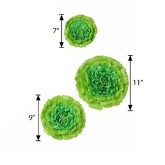 6 pack 7″ 9″ 11″ Mint and Tea Green Tissue Paper Carnation Flowers Sale Backdrop