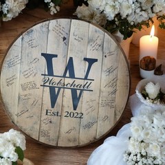 Bourbon Barrel Head, Wedding Guest Book, Custom Rustic Wedding Sign