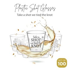 100 PCS Wedding Shot Pack of 100 Plastic – Take a Shot We Tied the Knot