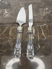 VTG Waterford Wedding Cake Server Set Crystal Handles
