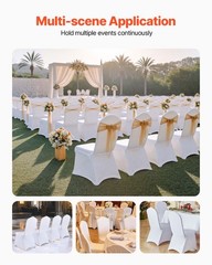 VEVOR 100PCS White Stretch Spandex Folding Chair Covers for Wedding Party Dining