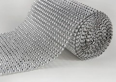 4.75″x10 Yards Silver DIAMOND MESH WRAP ROLL SPARKLE RHINESTONE Crystal Ribbon