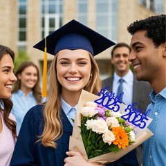 ALISSAR 12 Pack Pre-assembled Double Sided Class of 2025 Graduation Blue