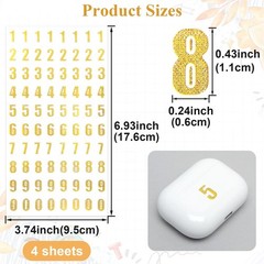 ANCIRS Gold Glitter Number Stickers Set (0-9) – 4 Sheets, 320pcs Small Self-A…