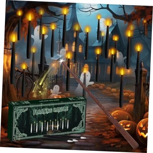 Floating Candles with Wand Remote Timer – 24 Pcs Magic LED Hanging Flameless