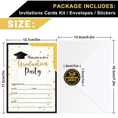 35 Set Graduation Party Invitations with Envelopes and Grad Stickers Graduation