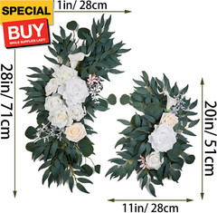 Artificial Wedding Arch Flowers Kit 2 PCS Dust Rose Flowers Silk Peony Floral Sw