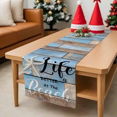 Ocean Coastal Starfish Decorative Table Runner 13x70inch, Linen Textured Tabl…