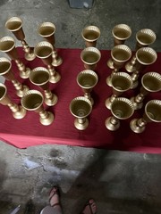 Lot of 20 Gold Trumpet Flower Vases Centerpieces Wedding Event Decor 13” Tall