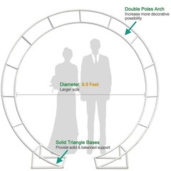 Metal Arch for Ceremony,6.5 Feet Double Round Backdrop Stand,Circle white
